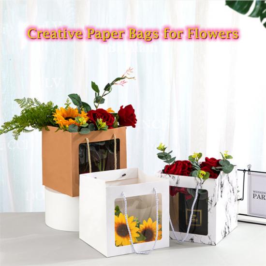 Flower Bouquet Paper Bag with Window