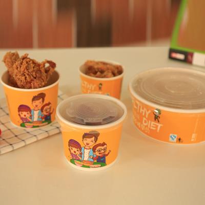 Customized Printed Disposable Takeout Paper Bowls Bucket  Set with Lids for Rice Fried Chicken Hot Soup .